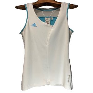 ADIDAS White Turquoise Mesh Back Tank